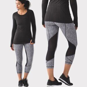 Lululemon Athletica Pace Rival Crop Leggings Scatter Star Womens Size 4